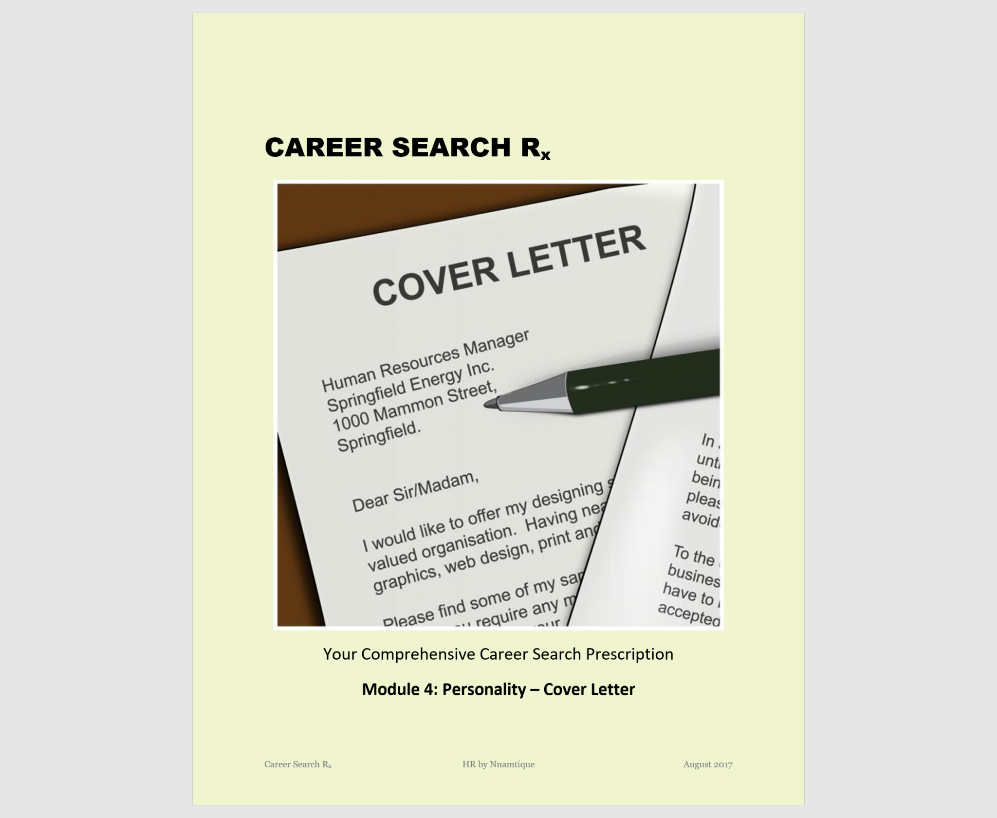 cover letter personality traits