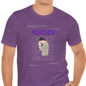 Deut. 33:27 White Male Praying Short Sleeve Tee